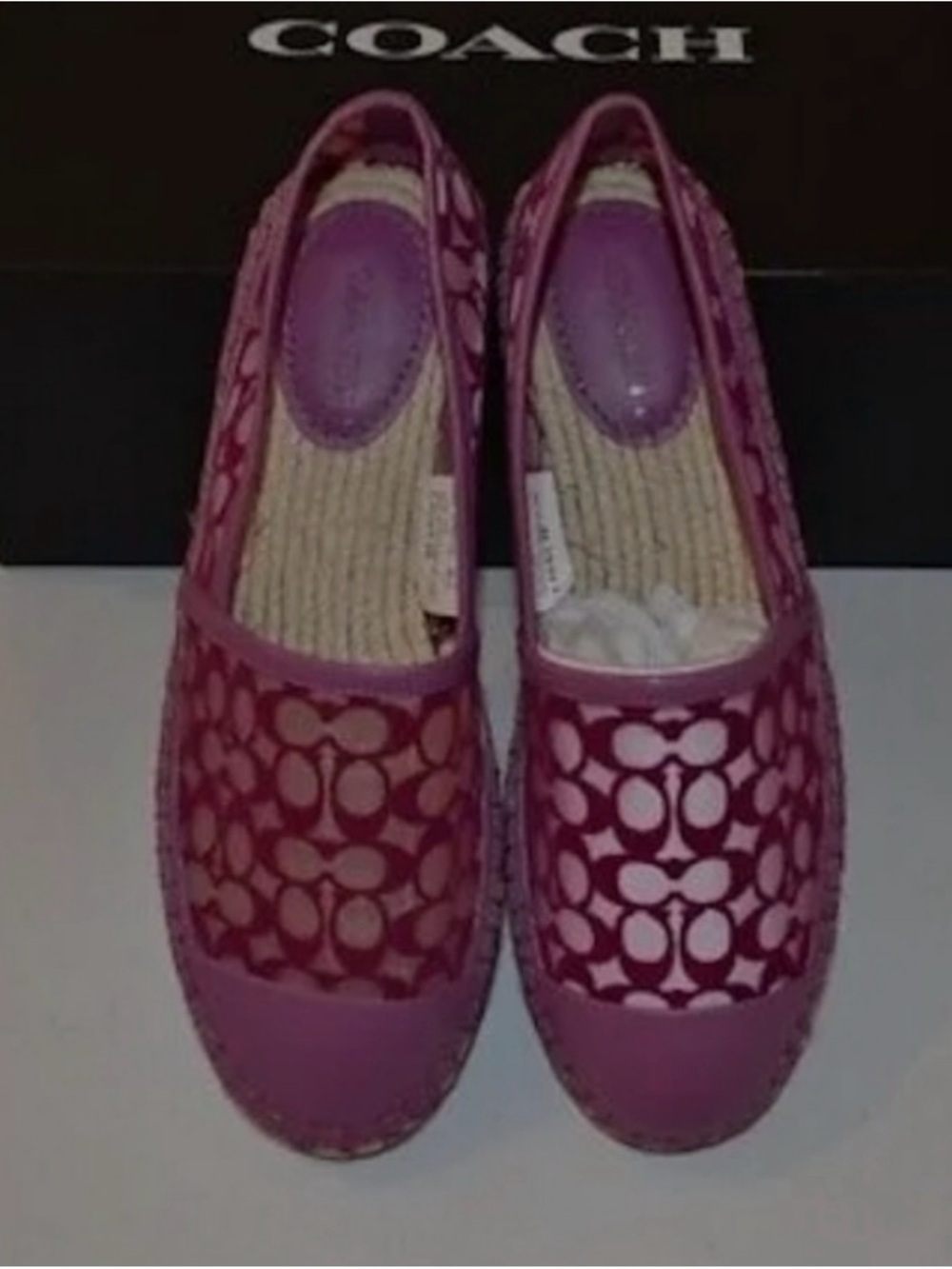 Coach Pink Signature Logo Espadrille Flats